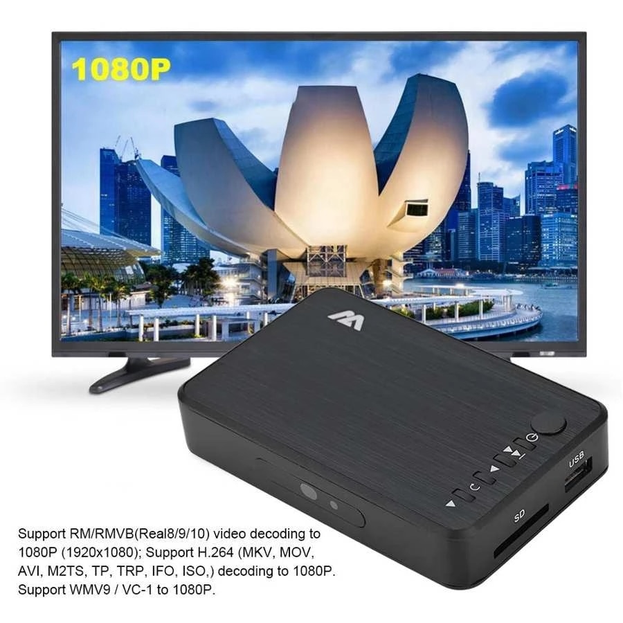 ̴ Ǯ HD ̵ Ƽ̵ ÷̾, ڵ  1080P USB ܺ HDD ̵ ÷̾, SD ũ VGA AV  MKV RMVB 